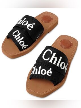 Chloe Woody Black Sandals - size 39/8